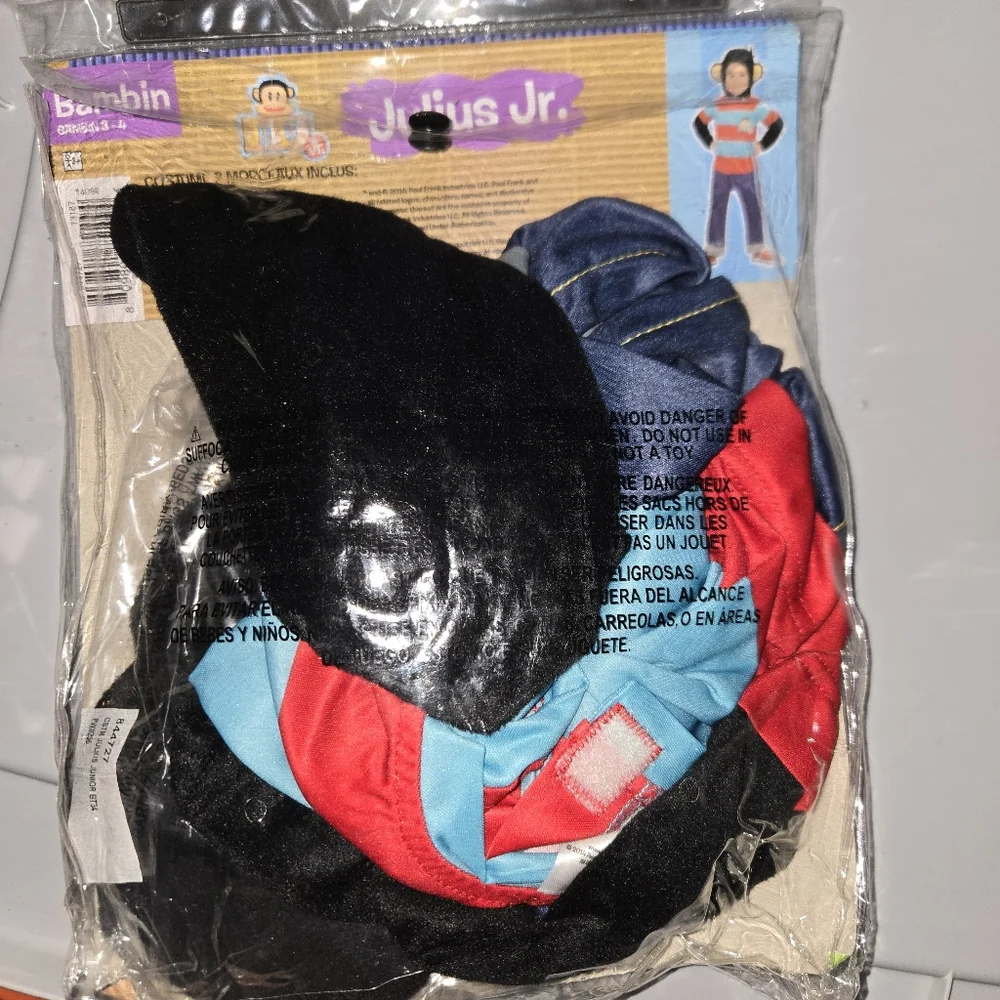 Julius Jr Halloween Costume Outfit Monkey‎ Toddler Boys Size 3-4 NEW